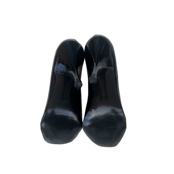 BCBGirls 8.5 M Heels Peep Toe Black Patent Leather Dressy 2" Block Heels - Picture 13 of 14